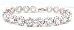 925 Sterling silver flower link cubic zirconia bracelet