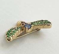 14KT Yellow Gold LE Vian Designer Multi Colpor Gem Stone Harvest Bee Brooch Pin
