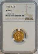 Virtual Gem BU 1926 $2.50 Indian Gold Piece. NGC MS64