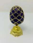 4.5” Purple Fabergé-Style Egg Replica Trinket Box with Nested Crown | Handmade Enamel & Crystal Coll