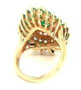 14kt Yellow gold pear shaped and marquise cut emerald and diamond pear shaped ring