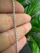 Sterling Silver Diamond-Cut Rope Chain 2mm Solid 925 Italy New Bracelet 8"