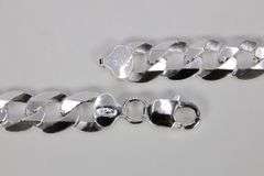 Men's 11.5mm Solid .925 Sterling Silver Flat Curb Chain Link Italy Necklace 22"