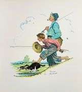 Exclusive Norman Rockwell Signed Limited Edition Lithograph "Fishing" with Pubilshers Certificate