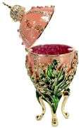 5.5" Russian Fabergé-Style Easter Egg Trinket Box – Lilies of the Valley, Handmade & Gold Plated