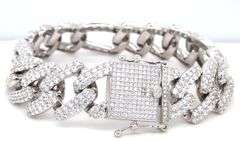 925 Sterling silver heavy link cubic zirconia bracelet