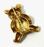 Loveable 18K Yellow Gold Teddy Bear Brooch
