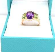 14kt Yellow gold 2.40ctw amethyst and 1.25ctw peridot cocktail ring