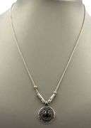 925 Sterling silver Garnet Cab 2 tone pendant on chain