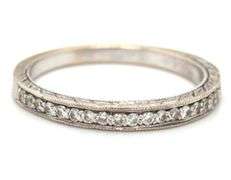 Contemporary 18K WG Etched Diamond Band