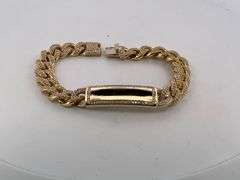 BRAND NEW CERTIFIED MEN'S CUBAN LINK DIAMOND ID BRACELET. 18K GOLD