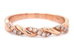 14kt Rose gold 0.12ctw twisted diamond band