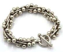 Set of 925 Sterling silver Edinburg Hallmarked beaded necklace and matching bracelet and ring