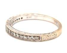 Contemporary 18K WG Etched Diamond Band
