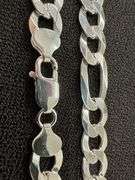 Men's 9.7mm Solid .925 Sterling Silver Flat Figaro Chain Link Italy Necklace 18"