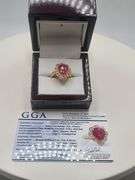 Very fine one Ruby 4.54 CW ring in silver 14k gold plated with diamond accent