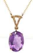 Stunning 14K YG Necklace Featuring an Amethyst Centerpiece