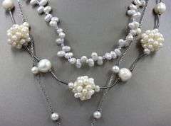 Group lot of 5 white fresh water pearl necklaces