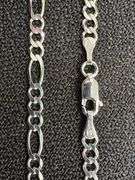 10k White Gold Solid Figaro Link Chain 3.3mm Necklace 18"