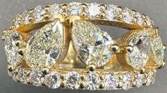 14K Yellow Gold Pear Cut Diamond Ring of 2.55 CTW