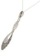 0.70ctw Pave Black and White Diamond Geometric Drop Pendant Necklace in 14K