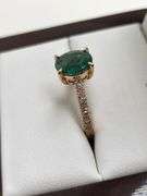 Very fine one Emerald ring in silver 14k gold plated with diamond accent