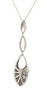 0.70ctw Pave Black and White Diamond Geometric Drop Pendant Necklace in 14K