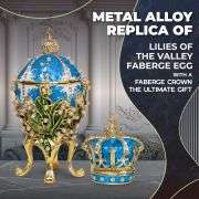 Blue Lilies of the Valley Easter Egg Replica – Extra Large with Crown