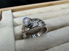 Sterling Silver Rainbow Moonstone Gemstone Ring Size 10