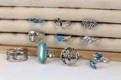 Sterling Silver .925 Curated Lot of 10 Rings Various Sizes & Styles