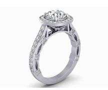 14 K White Gold Plate Sparkling 3.15 Ct White Ice Blue Fire Moissanite Ring