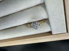 10k Yellow Gold Round White CZ Shield Heart Ring Promise Band Size 7