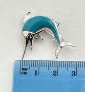 14KT White Gold Le Vian Blue Enamel Sworfish Brooch