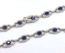 925 Sterling silver oval blue cubic zirconia and white cubic zirconia necklace