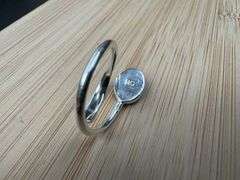 Sterling Silver 925 Titanium Coated Druzy Agate Crystal Stone Ring Adjustable Spoon Band