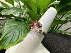 Sterling Silver Natural Gemstone Garnet Ring Size 6