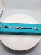 Pink Tourmaline Bracelet diamond studded Sterling Silver