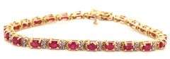 14kt Yellow gold ruby and diamond link bracelet