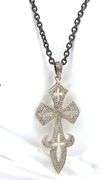 925 Sterling silver diamond accent cross pendant on chain