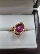 Very fine one Ruby 2.08 CW ring in silver 14k gold plated