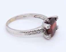 14kt White Gold Garnet and Diamond Ring