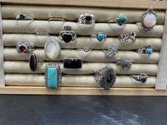 .925 Sterling Silver Curated 20 Ring Lot Various Sizes & Styles