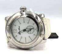 Glam Rock white dial watch with leather strap