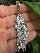 Rhodium Plated 925 Sterling Silver Multi Color CZ St Jude Hip Hop Pendant