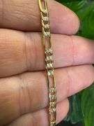 10k Yellow Gold-Hollow Pave Figaro Link Chain 4.3mm Necklace 28"