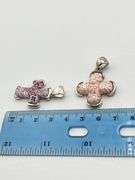 925 sterling Silver Set Of Vintage Alan K Millefiori Of Venice Murano Glass Cross Pendant