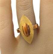 Uniquely designed 18k YG Tigers Eye Ring