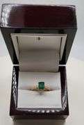 Very fine one Emerald ring in silver 14k gold plated with diamond accent