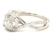 Gabriel & Co 14kt White gold round brilliant cut and halo infinity ring