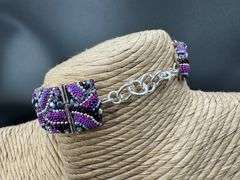 Original Handmade Mosaico Bracelet 8.5" 925 Sterling Silver Mexico Artistic Jewelry